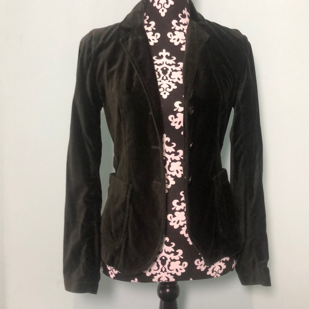 J. Crew Velvet Blazer in Deep Forest Green XS